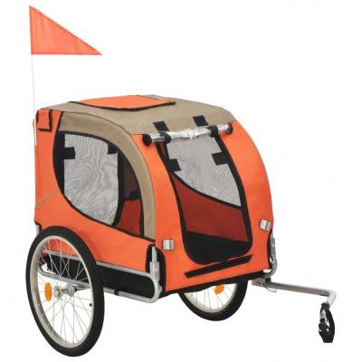 Emaga vidaxl przyczepka rowerowa dla psa, pomarańczowo-brązowa