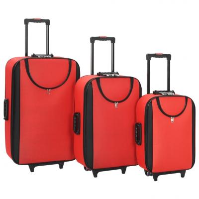 Emaga vidaxl walizki miękkie, 3 szt., czerwone, tkanina oxford
