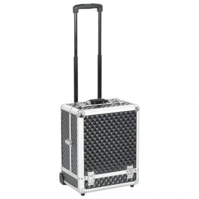 Emaga vidaxl walizka kosmetyczna na kółkach, 35x29x45 cm, czarna, aluminiowa