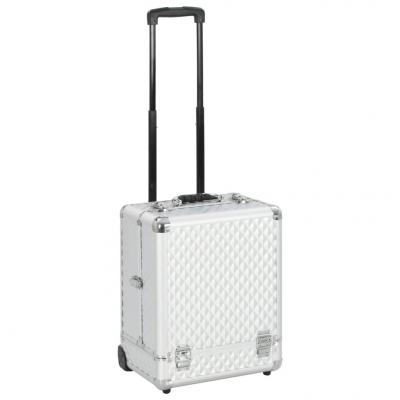 Emaga vidaxl walizka kosmetyczna na kółkach, 35x29x45 cm, srebrna, aluminium
