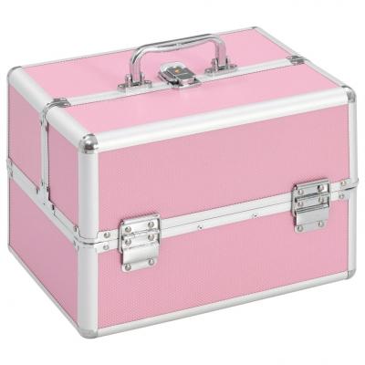 Emaga vidaxl kuferek na kosmetyki, 22 x 30 x 21 cm, różowy, aluminiowy
