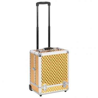 Emaga vidaxl walizka kosmetyczna na kółkach, 35x29x45 cm, złota, aluminiowa