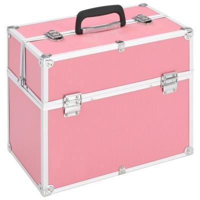 Emaga vidaxl kuferek na kosmetyki, 37 x 24 x 35 cm, różowy, aluminiowy