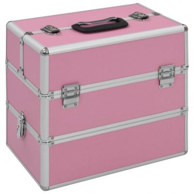 Emaga vidaxl kuferek na kosmetyki, 37 x 24 x 35 cm, różowy, aluminiowy
