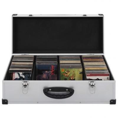 Emaga vidaxl walizka na 80 płyt cd, aluminiowa, abs, srebrna