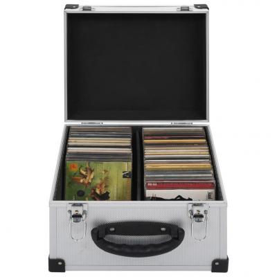 Emaga vidaxl walizka na 40 płyt cd, aluminiowa, abs, srebrna
