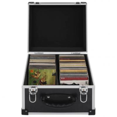 Emaga vidaxl walizka na 40 płyt cd, aluminiowa, abs, czarna