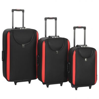 Emaga vidaxl walizki miękkie, 3 szt., czarne, tkanina oxford