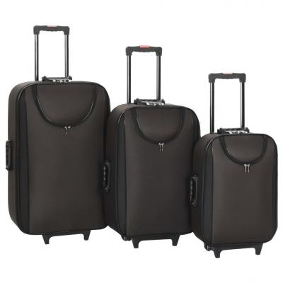 Emaga vidaxl walizki miękkie, 3 szt., brązowe, tkanina oxford