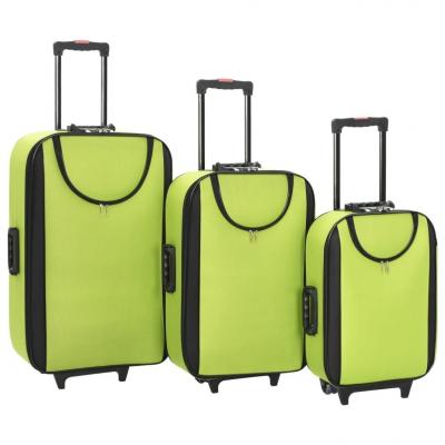 Emaga vidaxl walizki miękkie, 3 szt., zielone, tkanina oxford