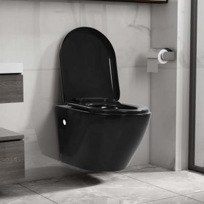 Emaga vidaxl wisząca toaleta bez kołnierza, ceramiczna, czarna