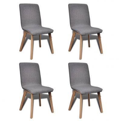 Emaga vidaxl krzesła do jadalni, 4 szt., jasnoszare, tkanina i lity dąb