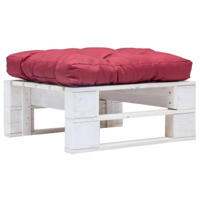 Emaga vidaxl ogrodowy stołek z palet z czerwoną poduszką, biały, drewno