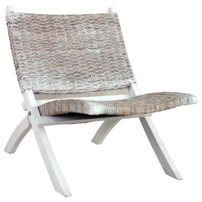 Emaga vidaxl krzesło, białe, naturalny rattan kubu i lite drewno mahoniowe