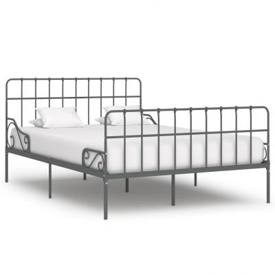 Emaga vidaxl rama łóżka z podstawą z listw, szara, metalowa, 160 x 200 cm