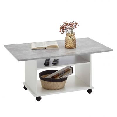 Emaga fmd stolik kawowy z kółkami, kolor betonowy szary i biały