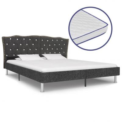 Emaga vidaxl łóżko z materacem memory, ciemnoszare, tkanina, 160x200 cm