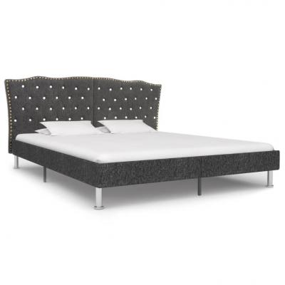 Emaga vidaxl rama łóżka, ciemnoszara, tapicerowana tkaniną, 160 x 200 cm