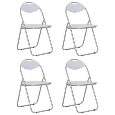 Emaga vidaxl składane krzesła jadalniane, 4 szt., białe, sztuczna skóra