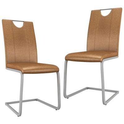 Emaga vidaxl krzesła stołowe, 2 szt., brązowe, sztuczna skóra