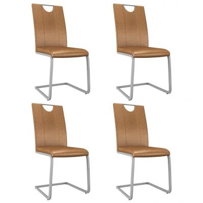 Emaga vidaxl krzesła stołowe, 4 szt., brązowe, sztuczna skóra