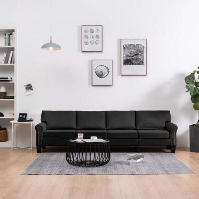 Emaga vidaxl 4-osobowa sofa, czarna, tapicerowana tkaniną