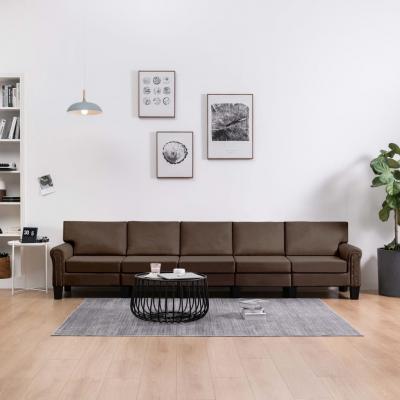 Emaga vidaxl 5-osobowa sofa, brązowa, tapicerowana tkaniną