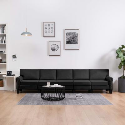 Emaga vidaxl 5-osobowa sofa, czarna, tapicerowana tkaniną