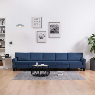 Emaga vidaxl 5-osobowa sofa, niebieska, tapicerowana tkaniną