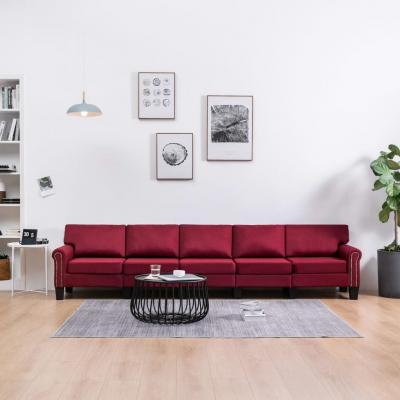 Emaga vidaxl 5-osobowa sofa, kolor czerwonego wina, tapicerowana tkaniną
