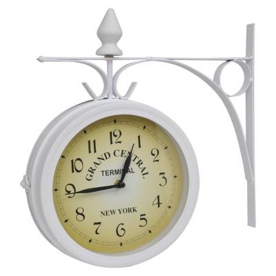 Emaga zegar ścienny w stylu retro, dwustronny, biały