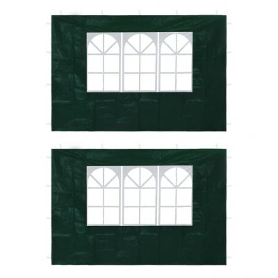 Emaga vidaxl ścianki boczne do namiotu, 2 szt., z oknem, zielone