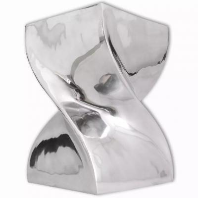 Emaga vidaxl taboret/stolik boczny o skręconym kształcie z aluminium, srebrny