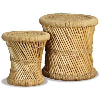 Emaga vidaxl stołki, 2 szt., bambus i juta