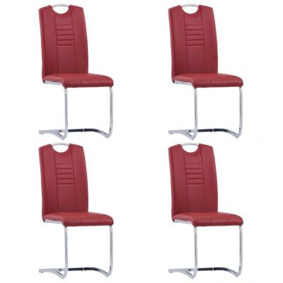 Emaga vidaxl krzesła stołowe, wspornikowe, 4 szt., czerwone, sztuczna skóra