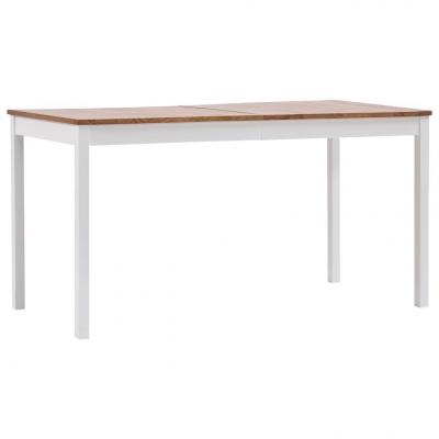 Emaga vidaxl stół do jadalni, biało-brązowy, 140x70x73 cm, drewno sosnowe