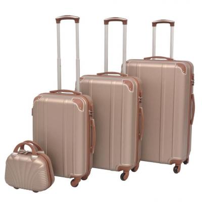 Emaga vidaxl zestaw walizek na kółkach w kolorze szampańskim, 4 szt.