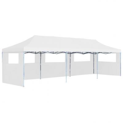 Emaga vidaxl składany namiot imprezowy z 5 ścianami bocznymi, 3 x 9 m, biały