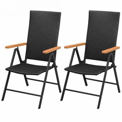 Emaga vidaxl sztaplowane krzesła ogrodowe, 2 szt., polirattan, czarne