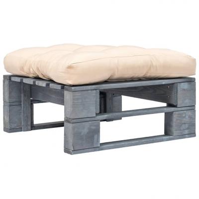 Emaga vidaxl ogrodowe siedzisko z palet, piaskowa poduszka, szare drewno