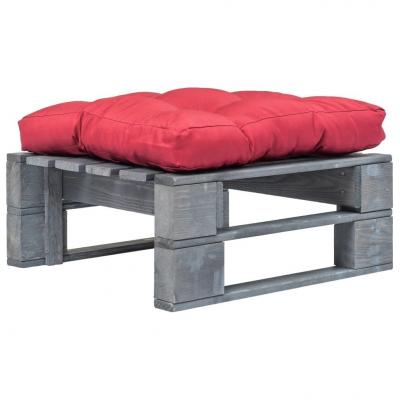 Emaga vidaxl ogrodowe siedzisko z palet, czerwona poduszka, szare drewno