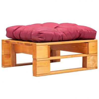 Emaga vidaxl ogrodowy puf z palet, czerwona poduszka, miodowy brąz, drewno