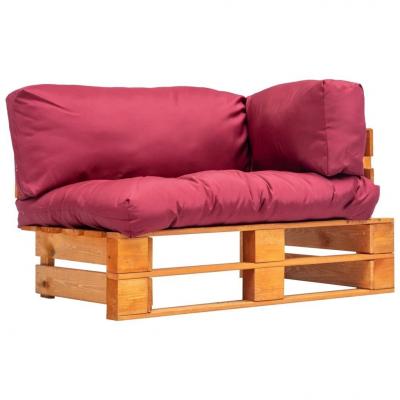 Emaga vidaxl sofa ogrodowa z palet z czerwonymi poduszkami, sosna