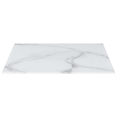 Emaga vidaxl blat stołu, biały prostokąt 120x62 cm, szkło z teksturą marmuru
