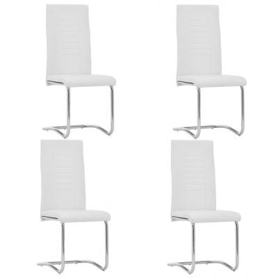 Emaga vidaxl krzesła stołowe, wspornikowe, 4 szt., białe, sztuczna skóra