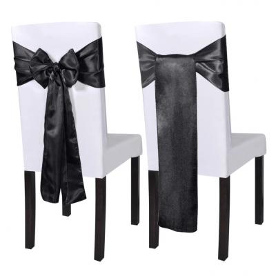 Emaga czarna satynowa dekoracyjna przepaska na krzesła - 25 szt