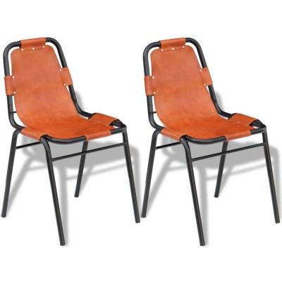 Emaga vidaxl krzesła stołowe, 2 szt., brązowe, skóra naturalna
