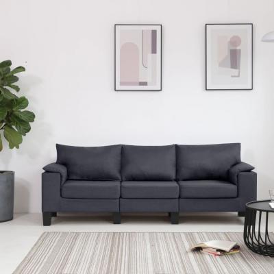 Emaga vidaxl 3-osobowa sofa, ciemnoszara, tapicerowana tkaniną
