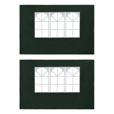 Emaga vidaxl ścianki boczne do namiotu, 2 szt., z oknem, pe, zielone