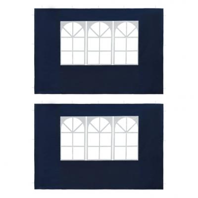 Emaga vidaxl ścianki boczne namiotu, 2 szt., z oknem, pe, niebieskie